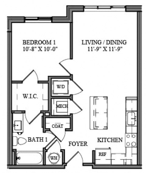 1 Bedroom 1 Bathroom Apartment Home